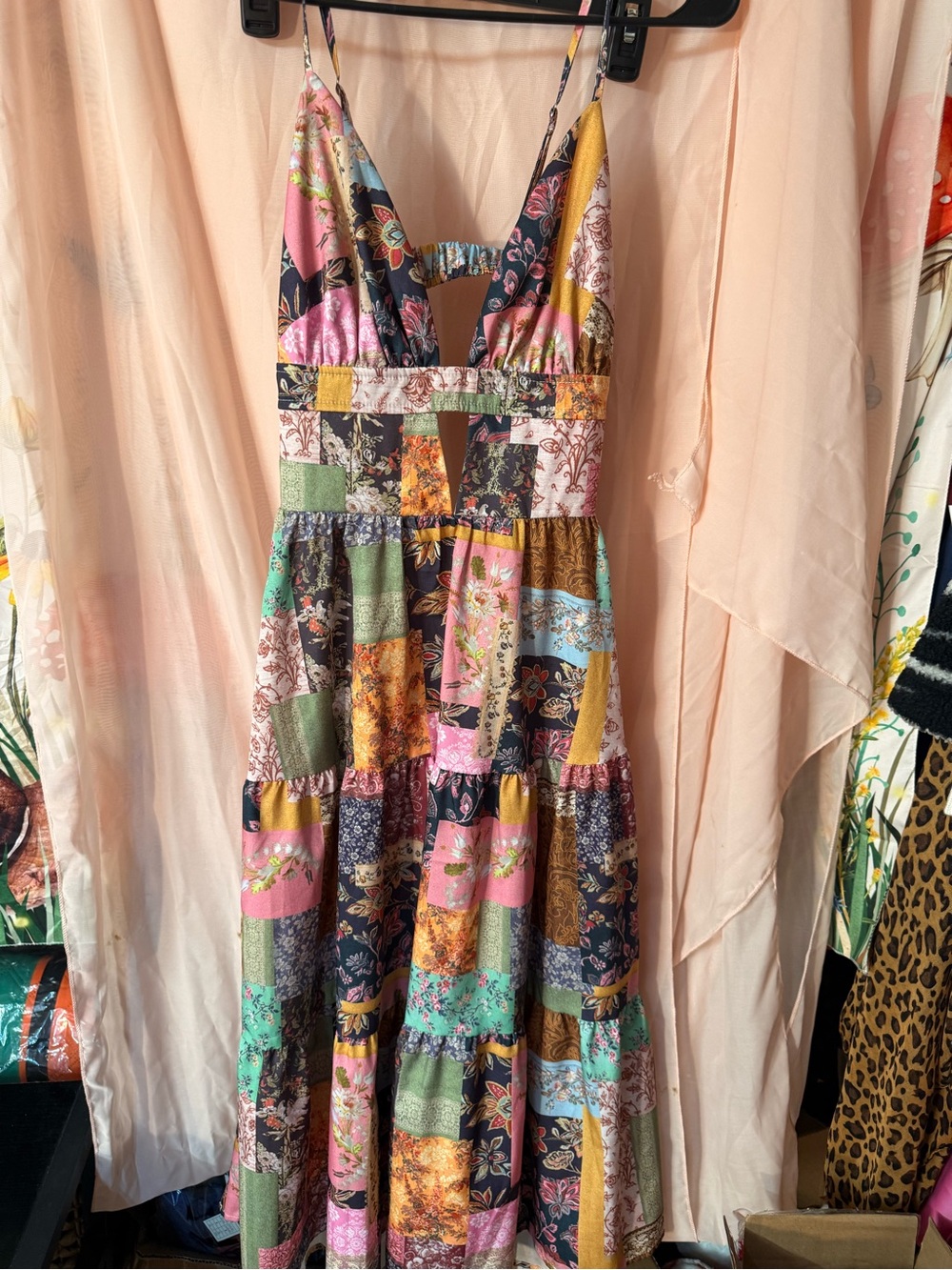 SHEIN Multicolor Patchwork Floral Maxi Dress